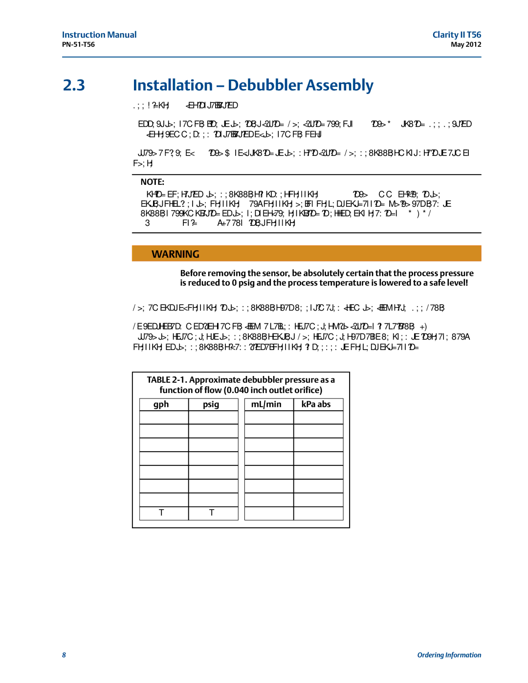 Emerson PN-51-T56 instruction manual Installation Debubbler Assembly 