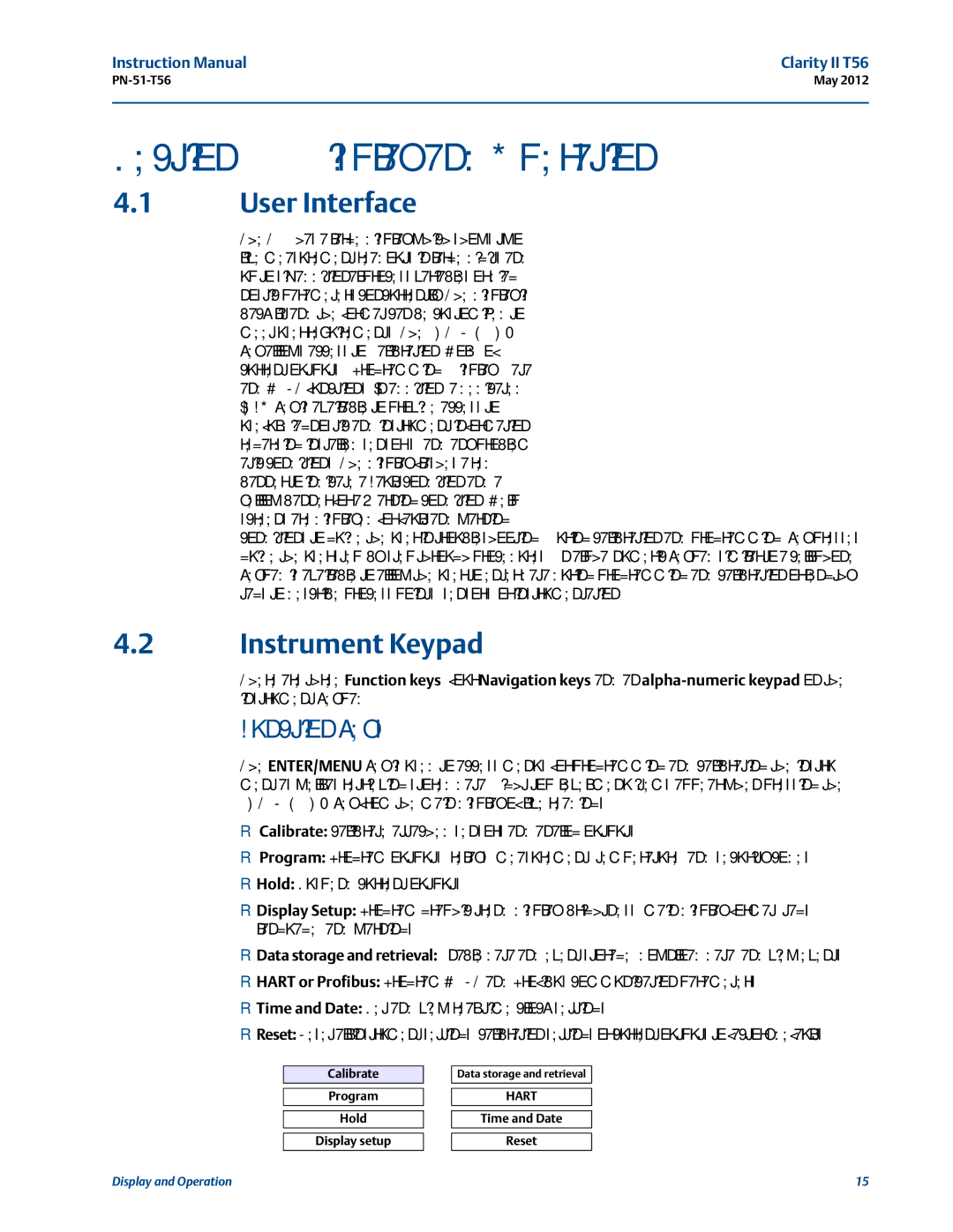 Emerson PN-51-T56 instruction manual Display and Operation, User Interface, Instrument Keypad, Function keys 