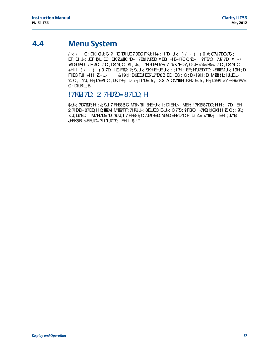 Emerson PN-51-T56 instruction manual Menu System, Fault and Warning banner 