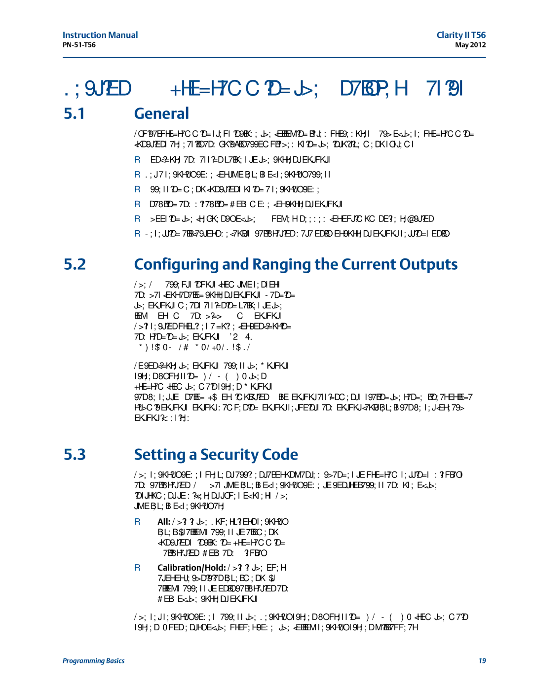 Emerson PN-51-T56 Programming the Analyzer Basics, Configuring and Ranging the Current Outputs, Setting a Security Code 