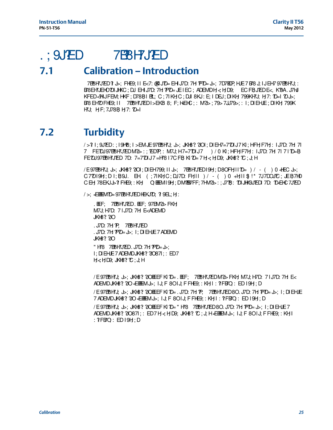 Emerson PN-51-T56 instruction manual Calibration Introduction, Turbidity 