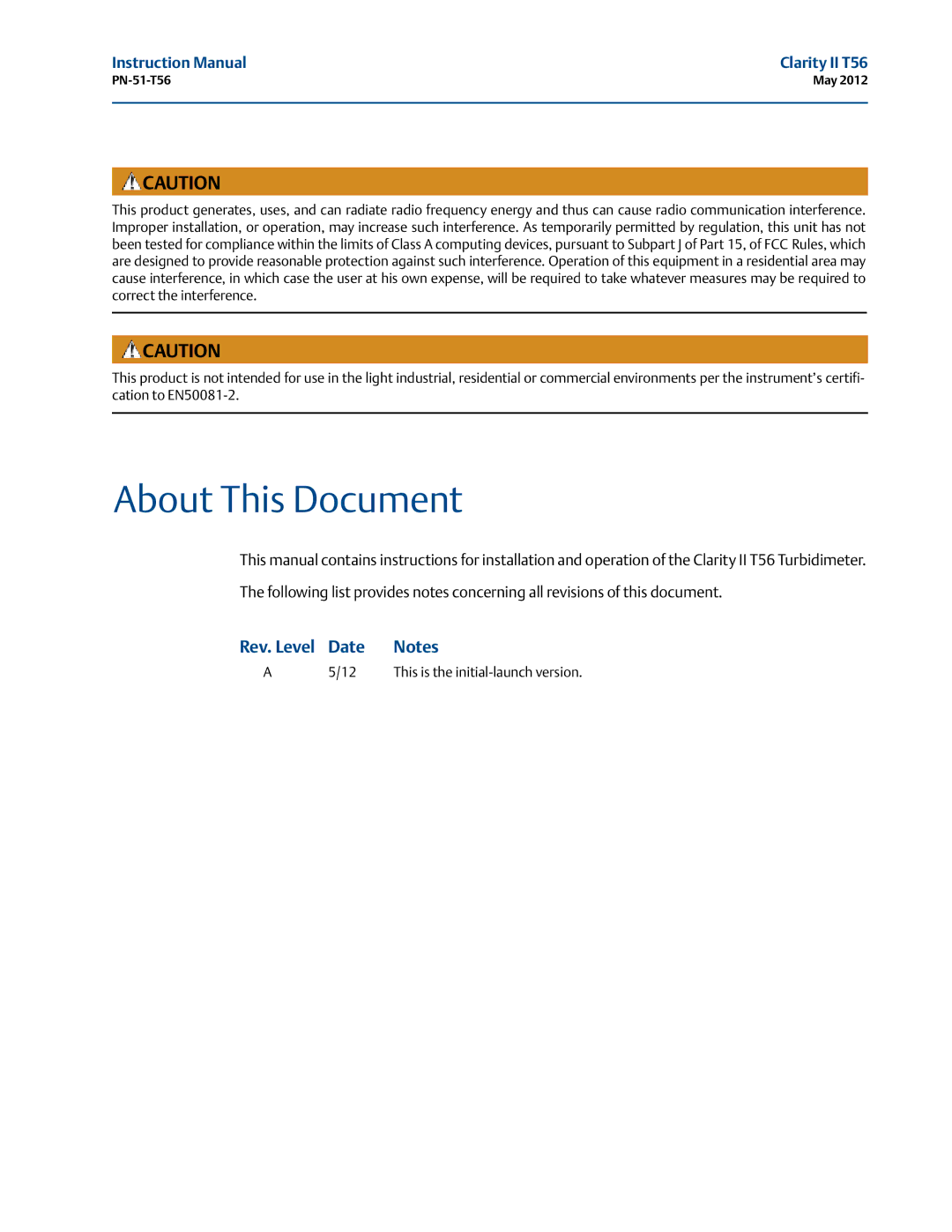 Emerson PN-51-T56 instruction manual About This Document 