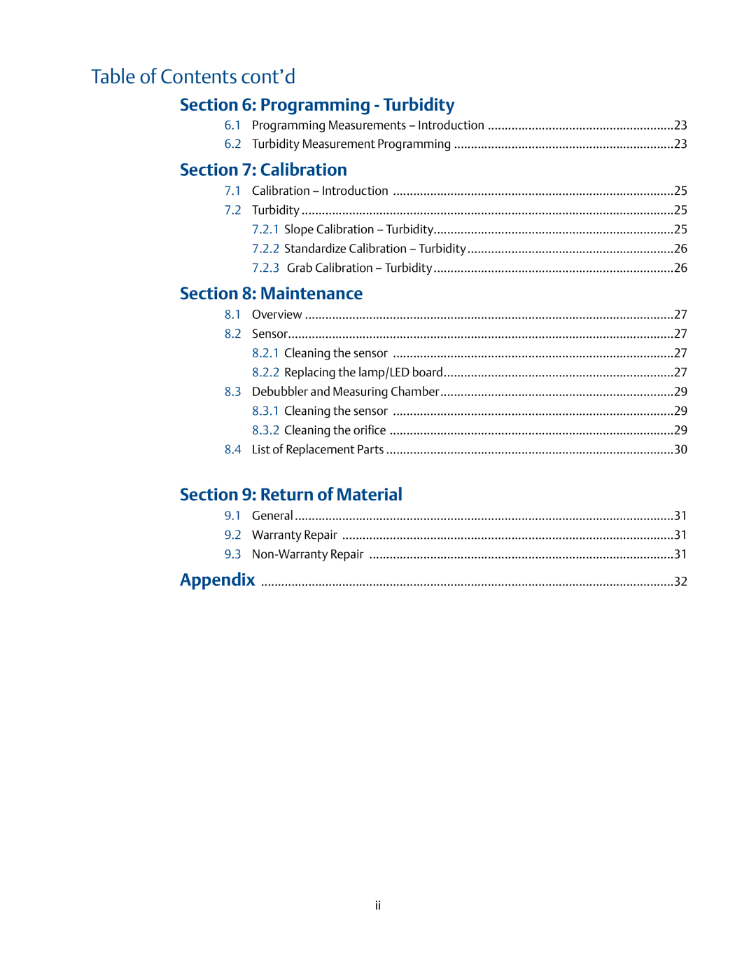 Emerson PN-51-T56 instruction manual Table of Contents cont’d 