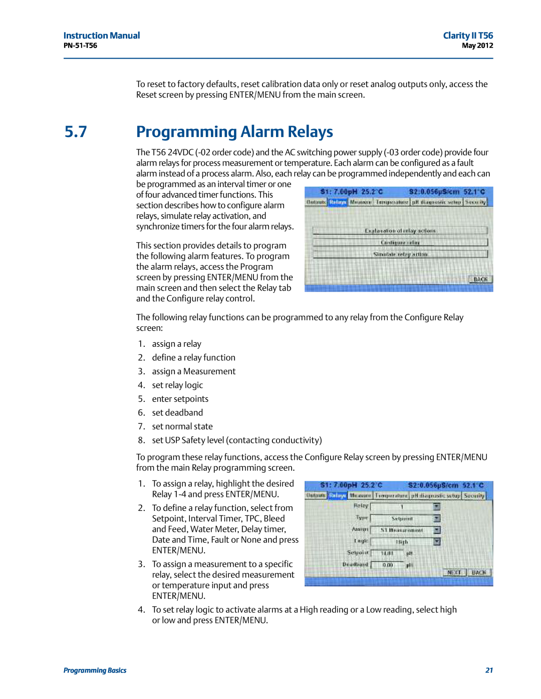 Emerson PN-51-T56 instruction manual Programming Alarm Relays 