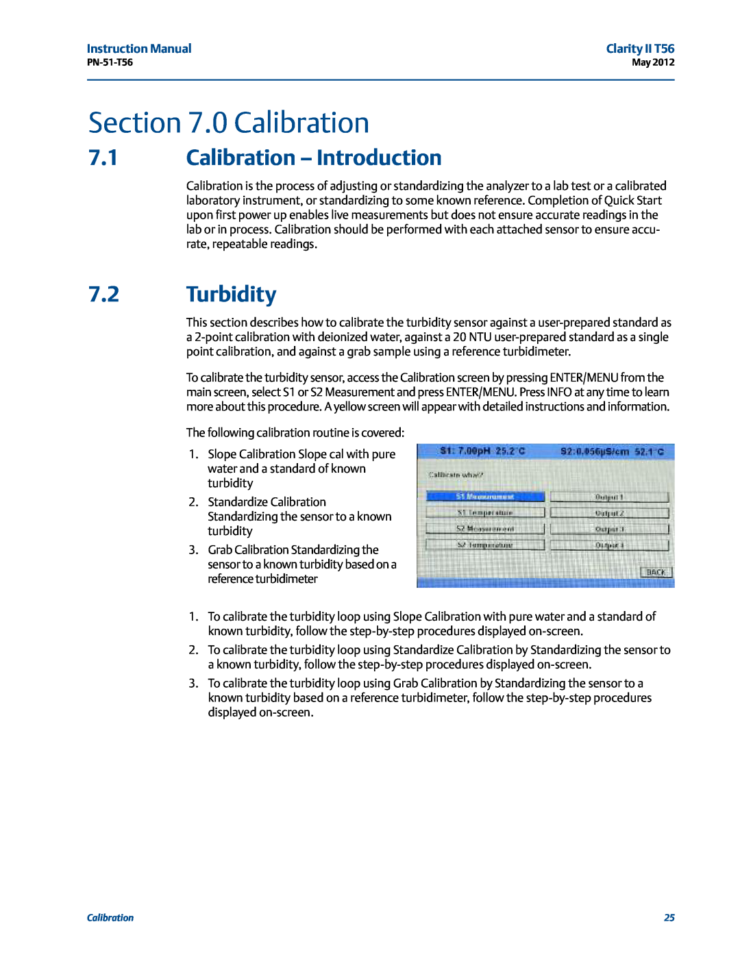 Emerson PN-51-T56 instruction manual 0 Calibration, Calibration - Introduction, Turbidity 