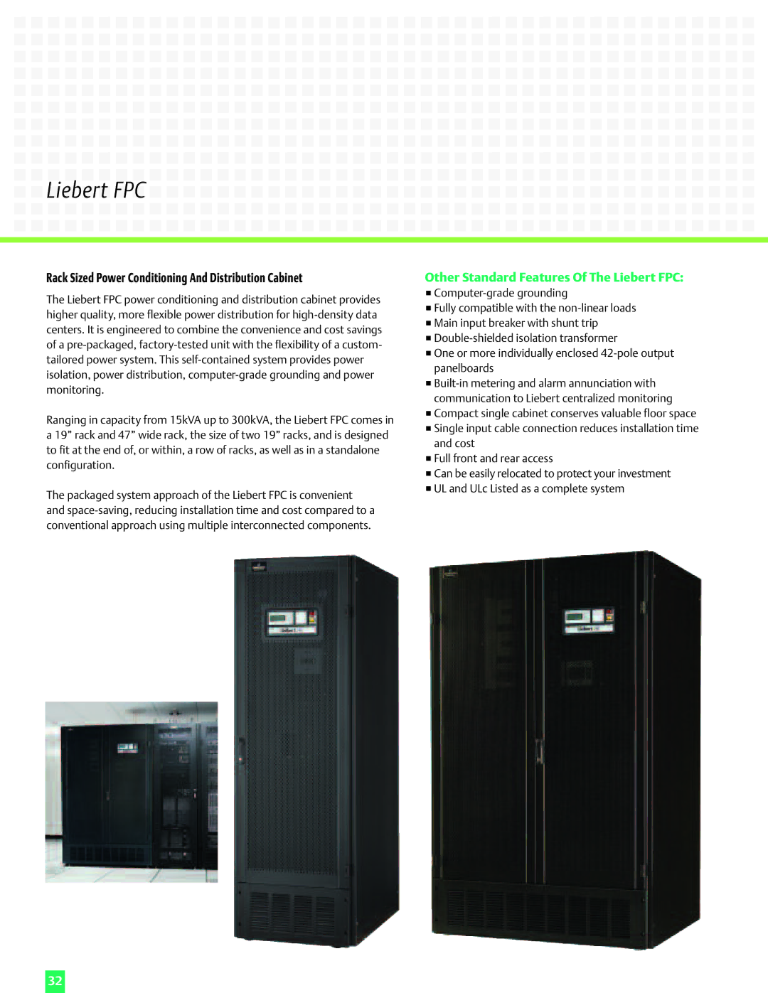 Emerson Power Solutions manual Liebert FPC, Rack Sized Power Conditioning And Distribution Cabinet 