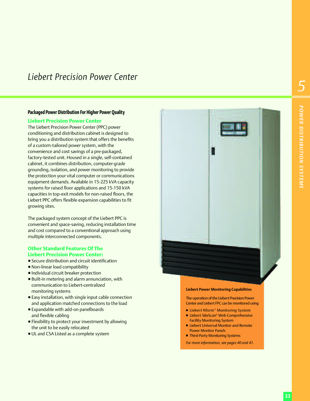 Emerson Power Solutions manual Liebert Precision Power Center, Packaged Power Distribution For Higher Power Quality 