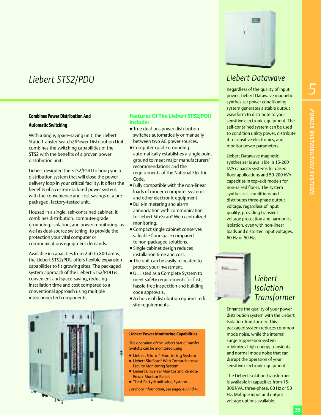 Emerson Power Solutions manual Liebert STS2/PDU, Combines Power Distribution Automatic Switching 