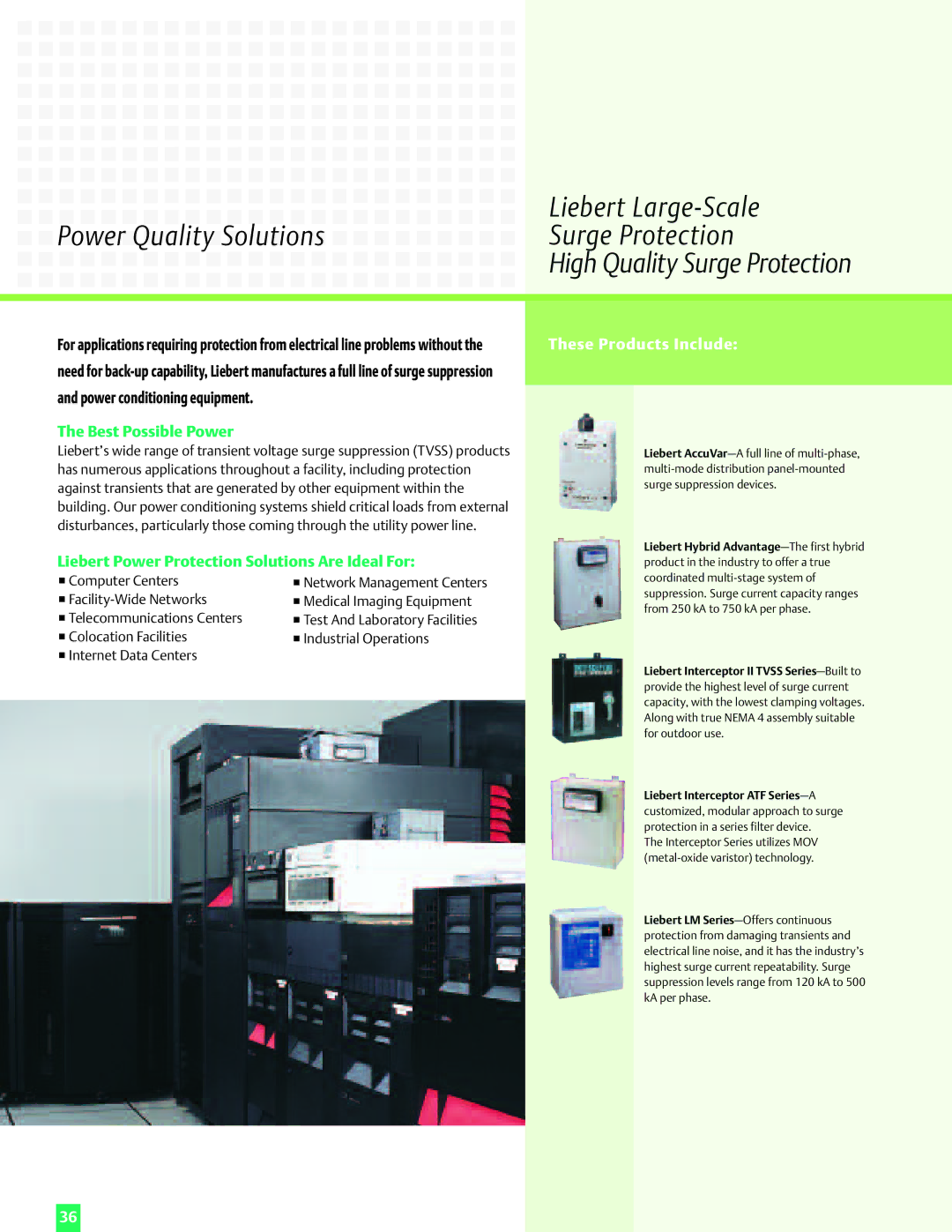 Emerson Power Solutions manual Liebert Large-Scale, High Quality Surge Protection, Best Possible Power 