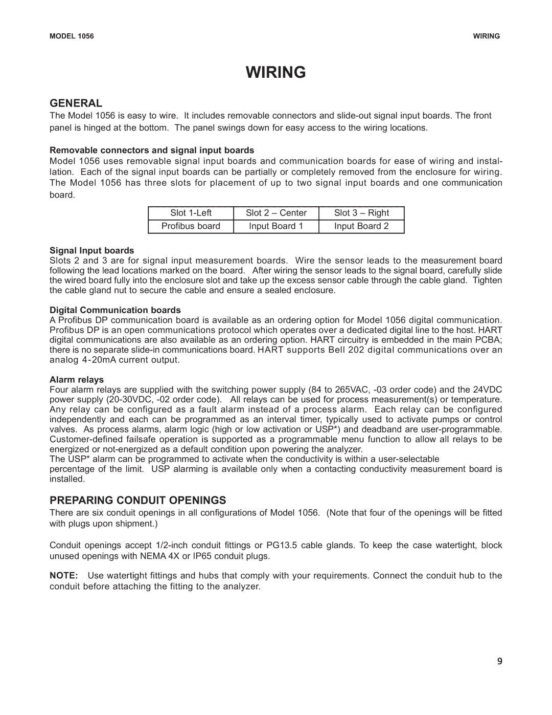 Emerson Process Management 1056 instruction sheet Wiring, General, Preparing Conduit Openings 