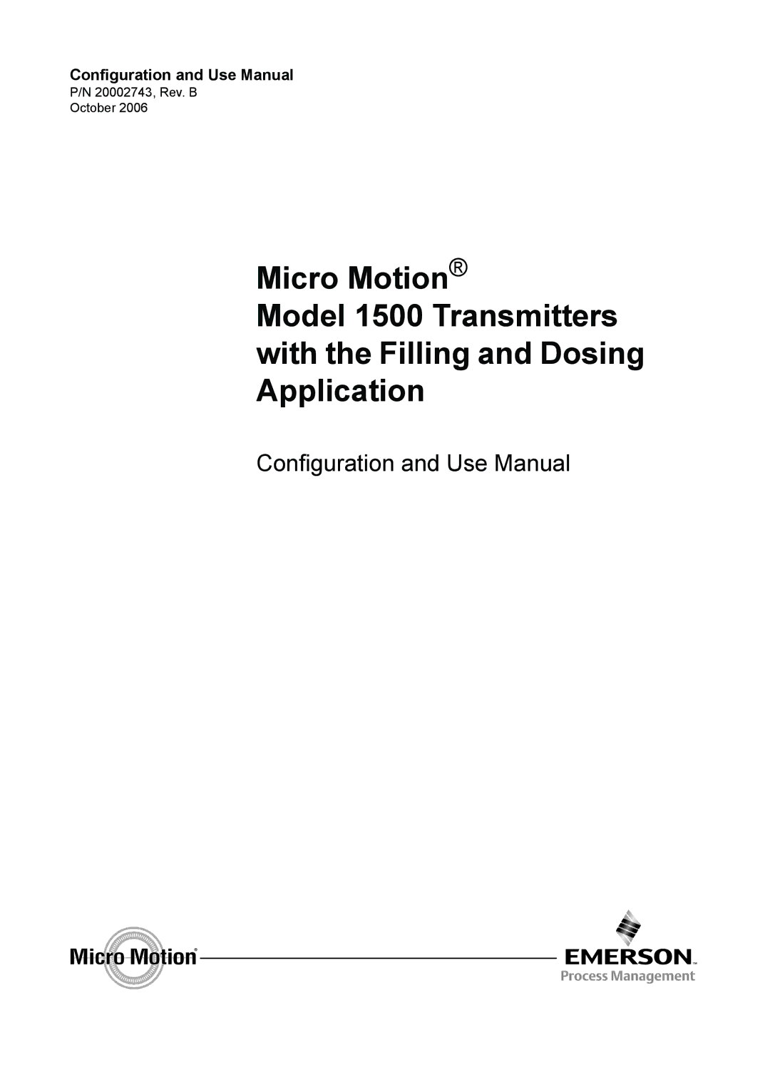 Emerson Process Management 1500 manual Configuration and Use Manual 