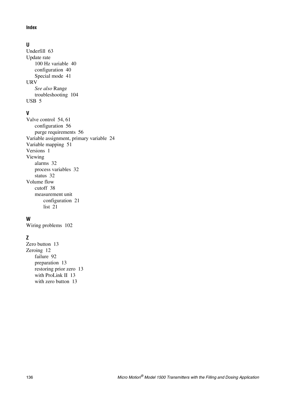 Emerson Process Management 1500 manual Urv 