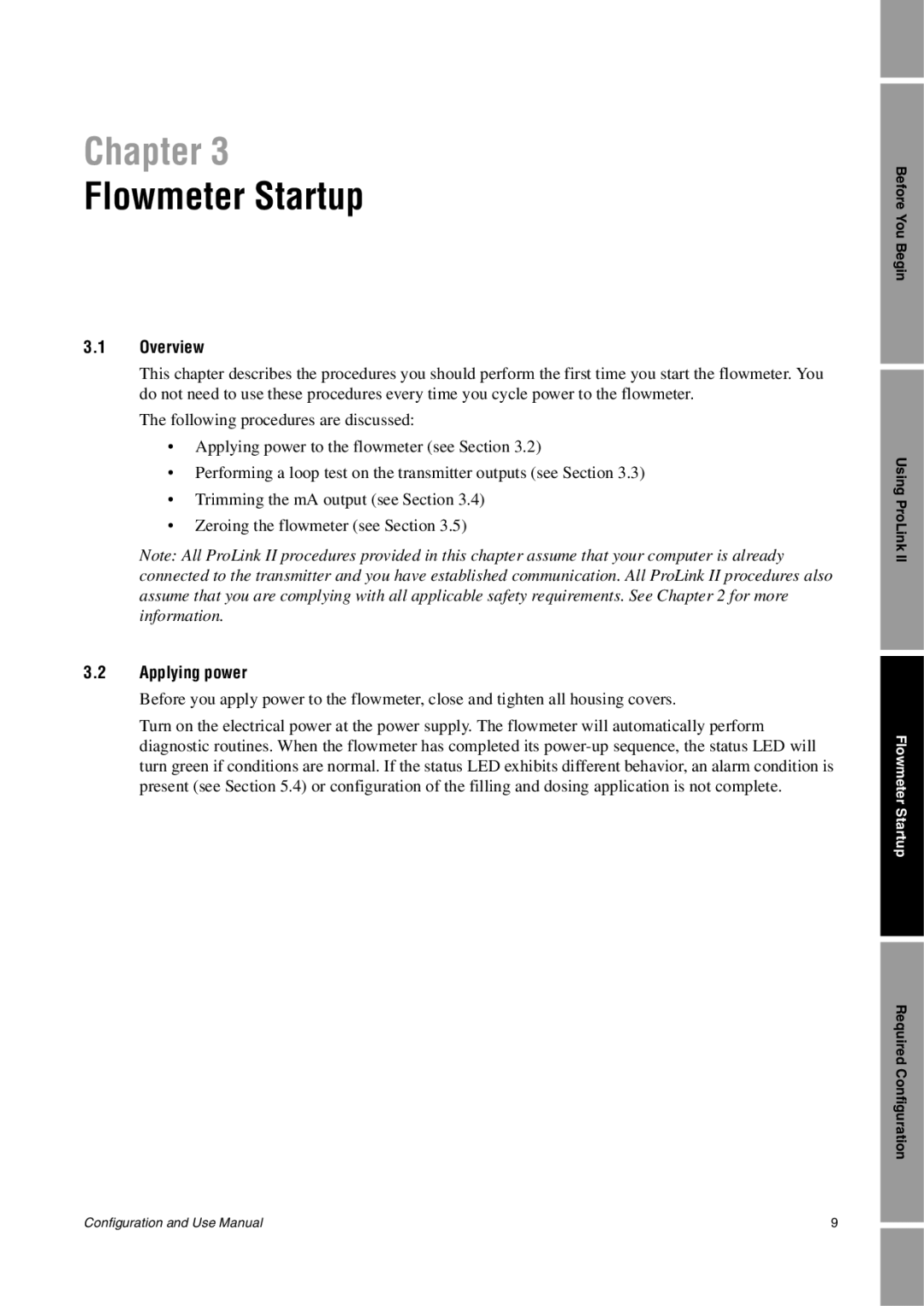 Emerson Process Management 1500 manual Flowmeter Startup, Applying power 