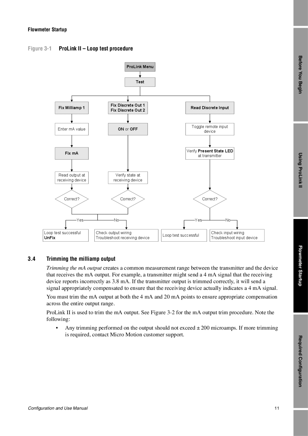 Emerson Process Management 1500 manual 1ProLink II Loop test procedure, Trimming the milliamp output 