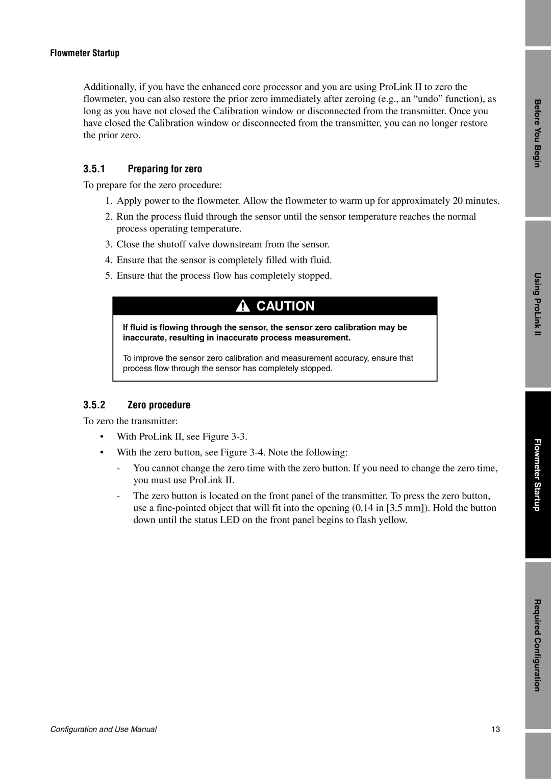 Emerson Process Management 1500 manual Preparing for zero, Zero procedure 