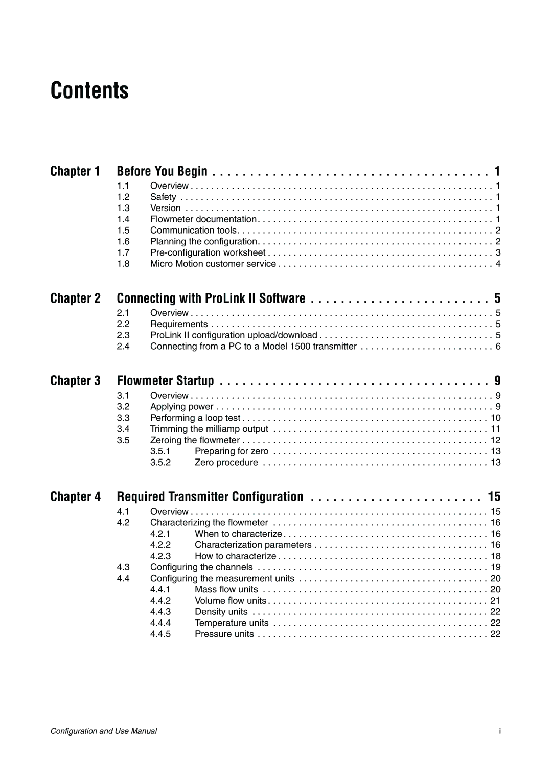 Emerson Process Management 1500 manual Contents 