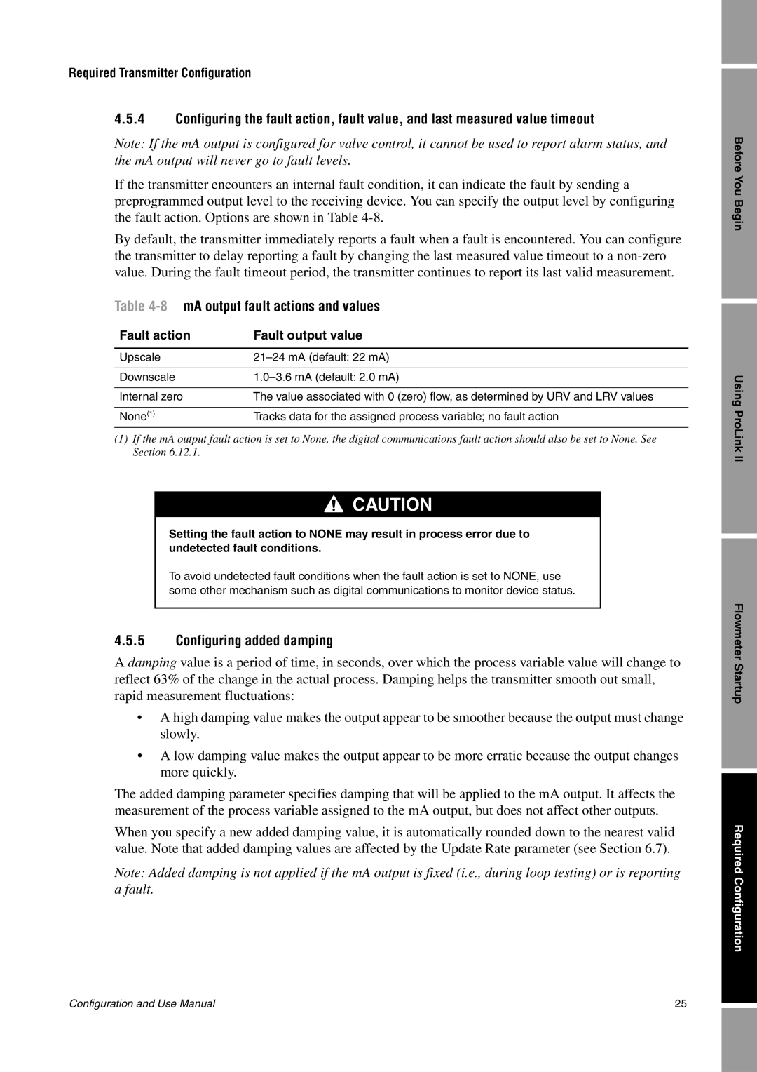 Emerson Process Management 1500 manual 8mA output fault actions and values, Configuring added damping 