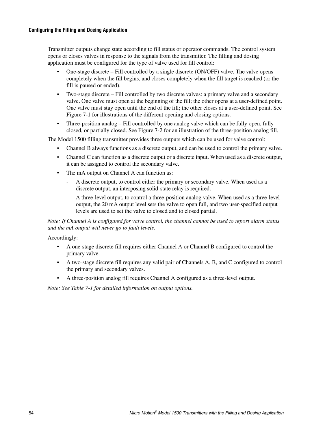 Emerson Process Management 1500 manual Configuring the Filling and Dosing Application 