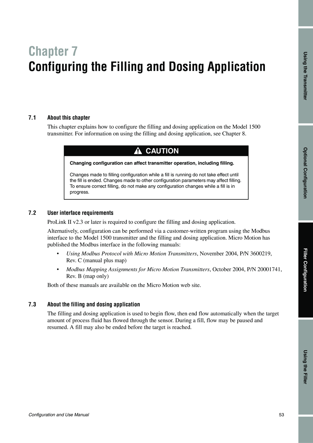 Emerson Process Management 1500 manual Chapter, Configuring the Filling and Dosing Application, 7.1About this chapter 