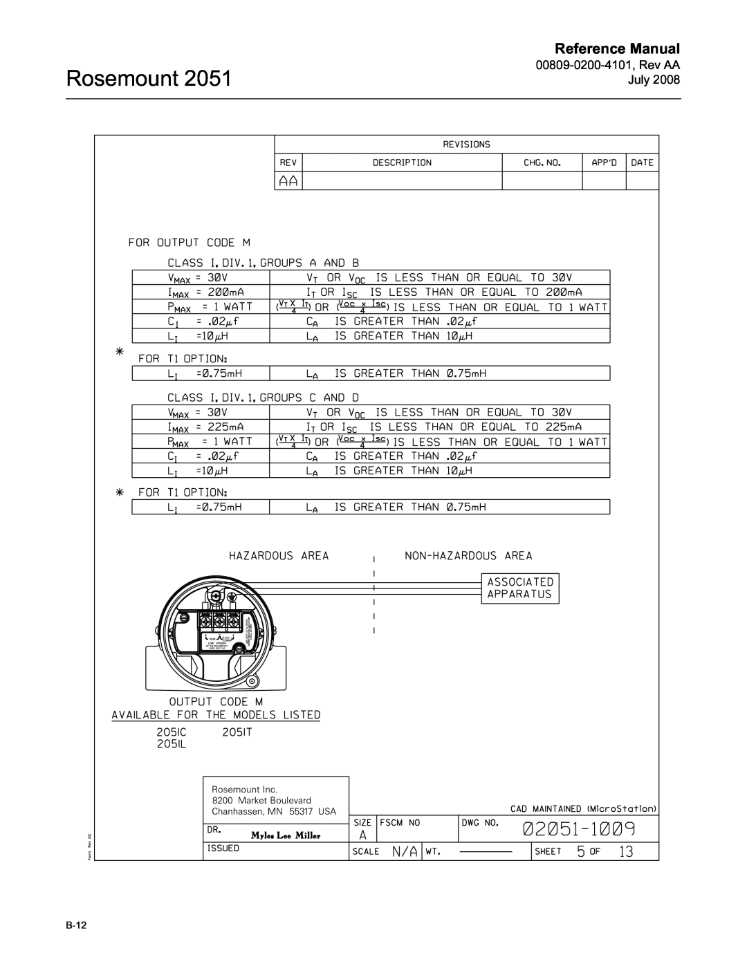 Emerson Process Management 2051 manual Rosemount, Reference Manual, B-12 