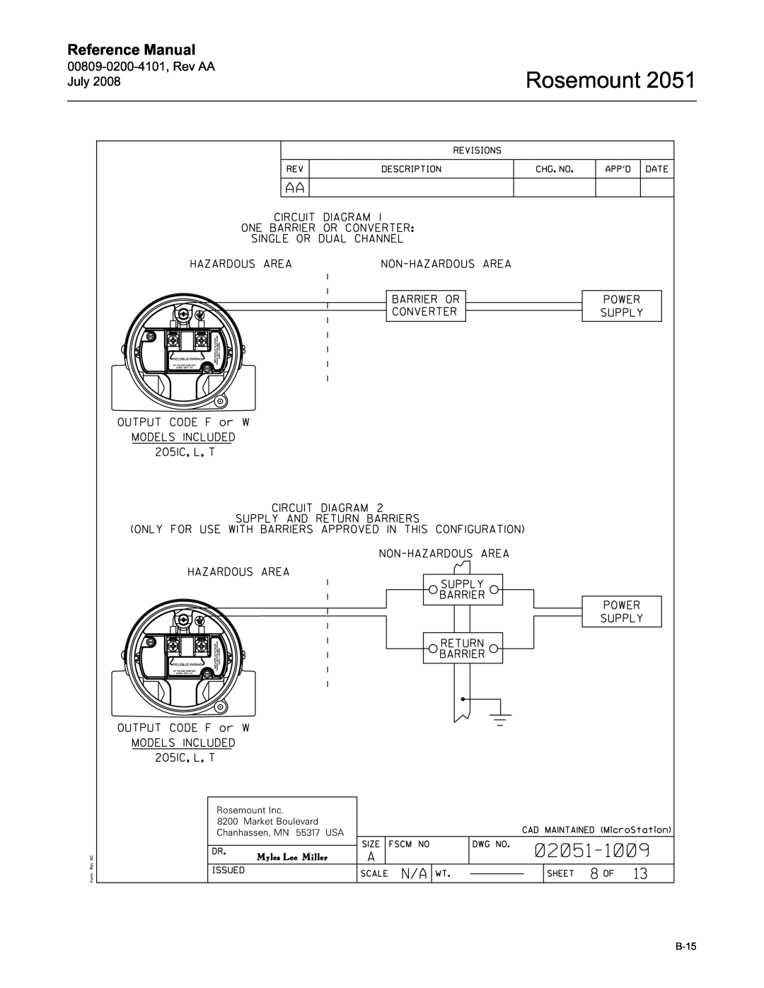 Emerson Process Management 2051 manual Rosemount, Reference Manual, B-15 