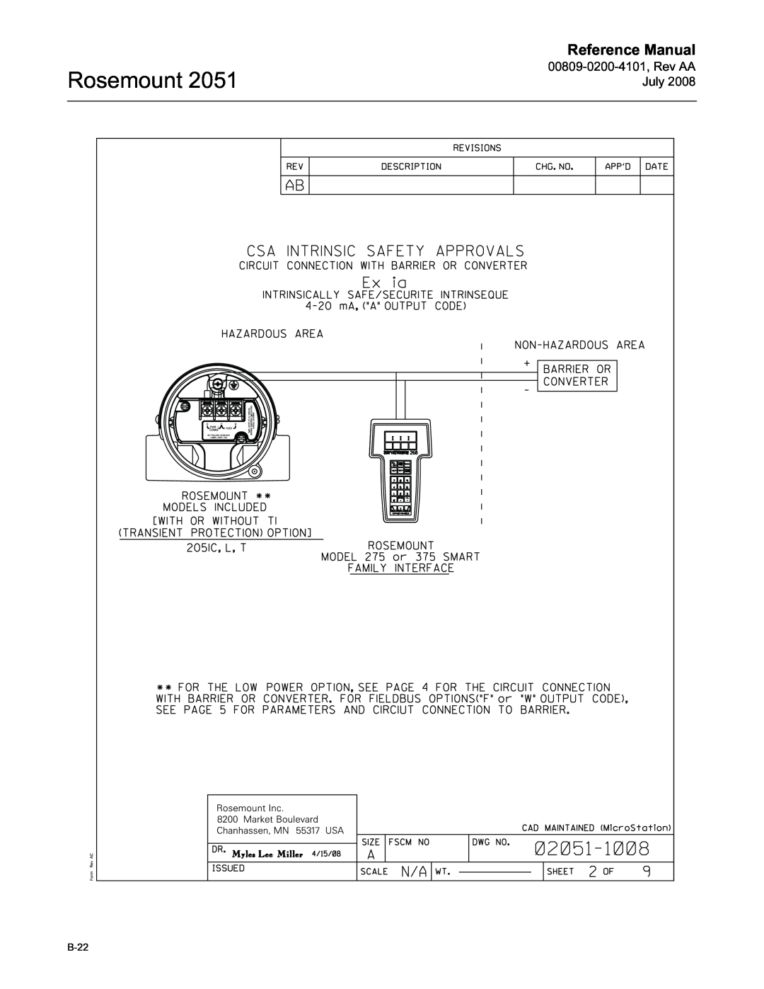 Emerson Process Management 2051 manual Rosemount, Reference Manual, B-22 