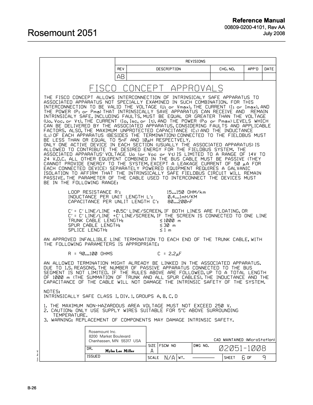 Emerson Process Management 2051 manual Rosemount, Reference Manual, B-26 