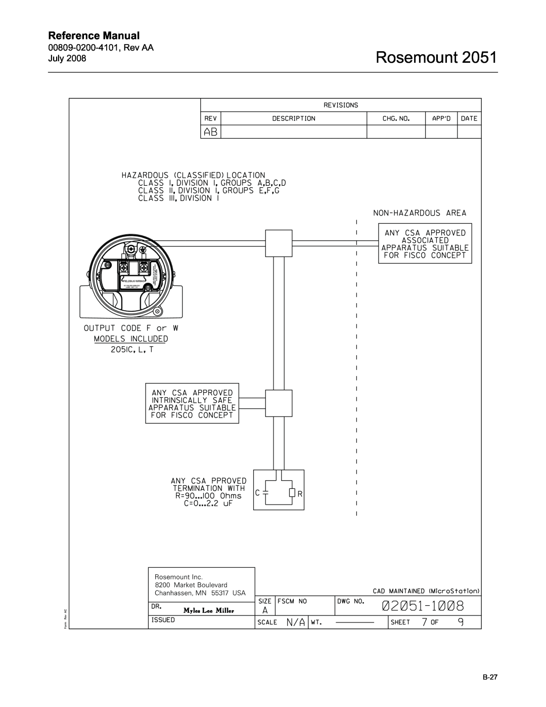 Emerson Process Management 2051 manual Rosemount, Reference Manual, B-27 