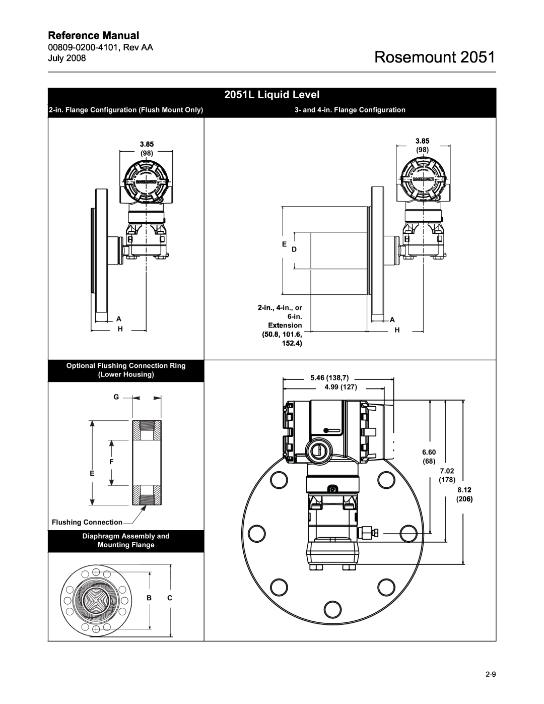 Emerson Process Management manual 2051L Liquid Level, Rosemount, Reference Manual 