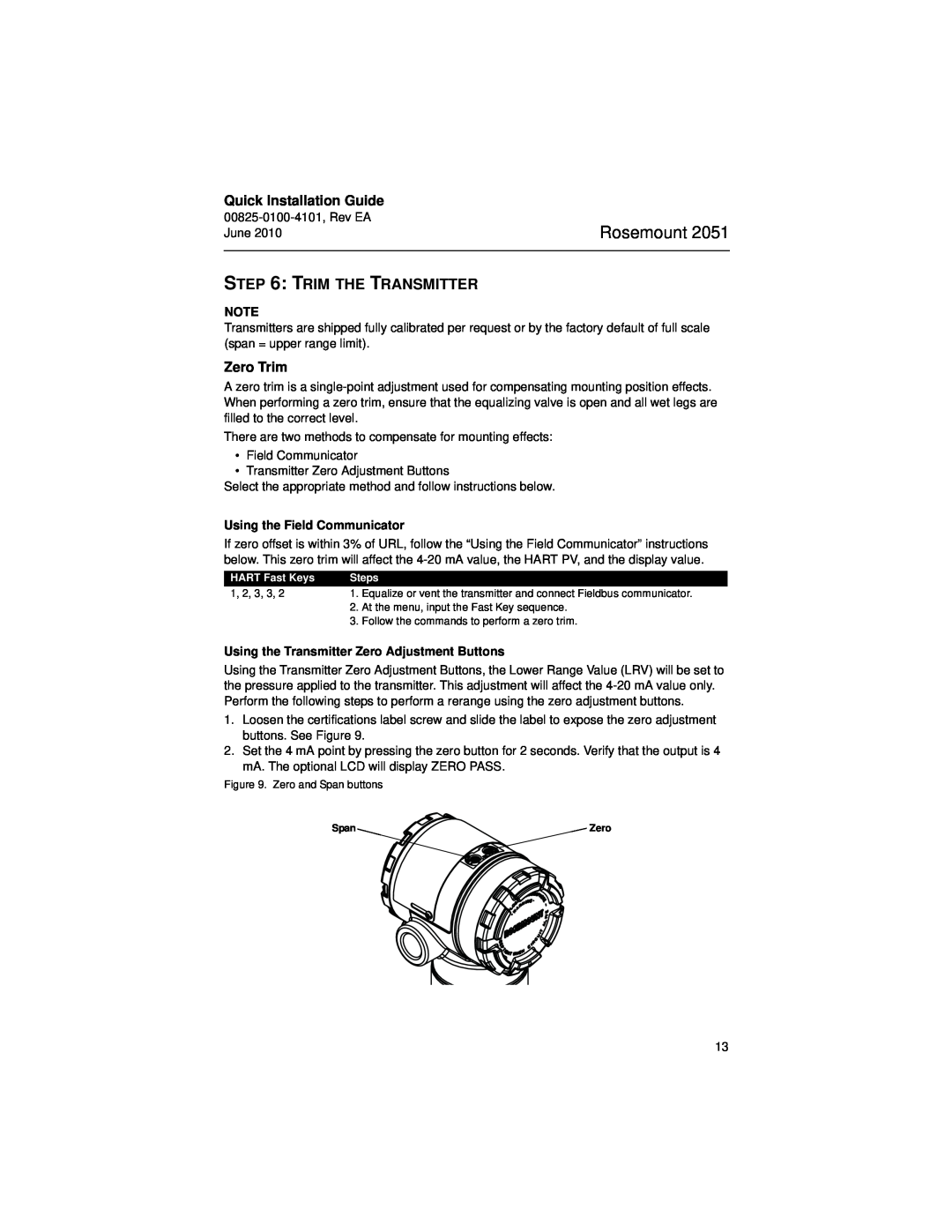Emerson Process Management 2051CF manual Rosemount, Trim The Transmitter, Quick Installation Guide, Zero Trim 