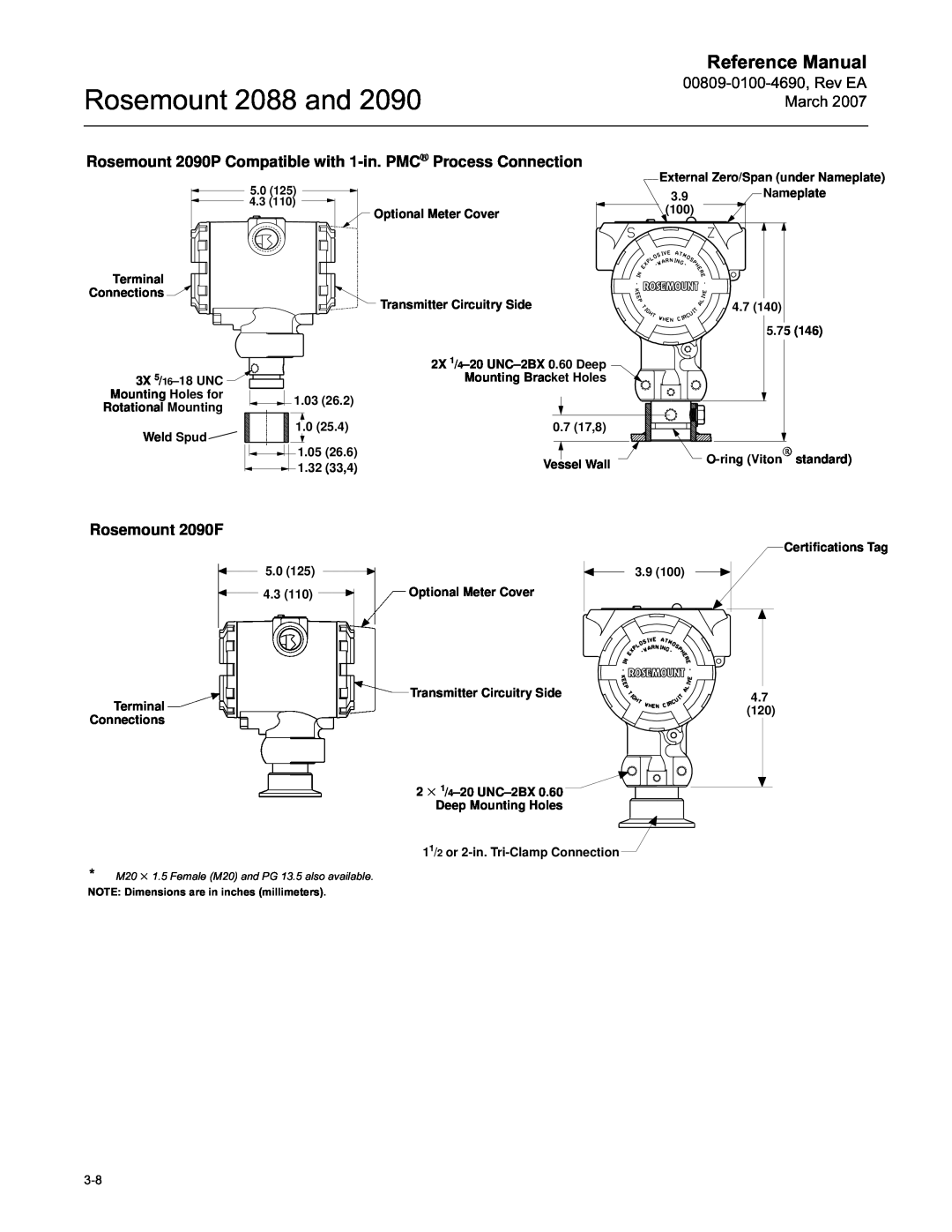 Emerson Process Management manual Rosemount 2090F, Rosemount 2088 and, Reference Manual 