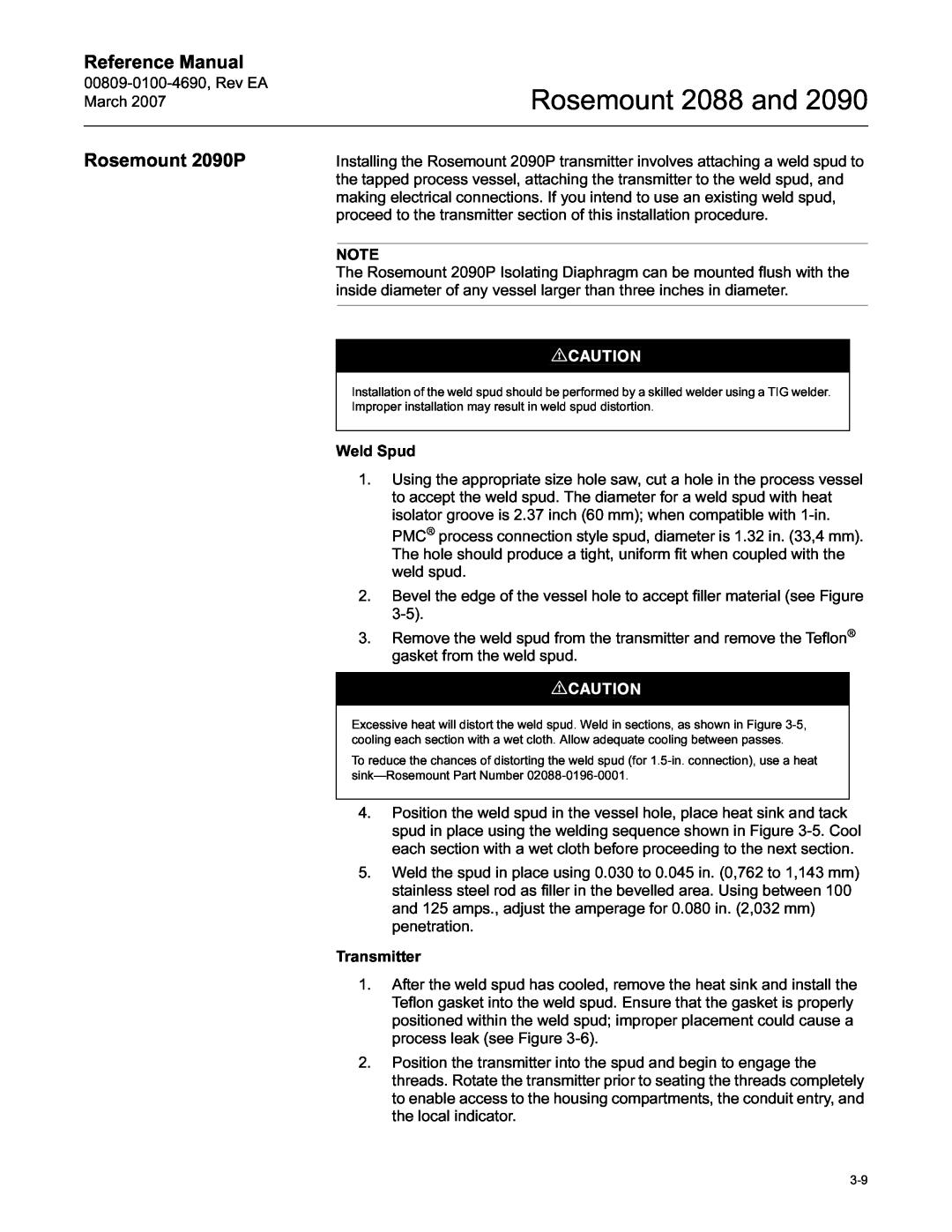 Emerson Process Management manual Rosemount 2090P, Rosemount 2088 and, Reference Manual 