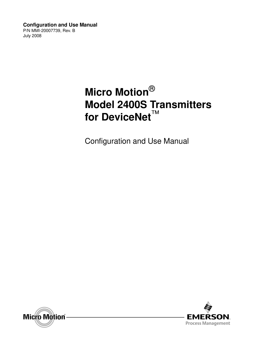 Emerson Process Management 2400S manual Micro Motion 