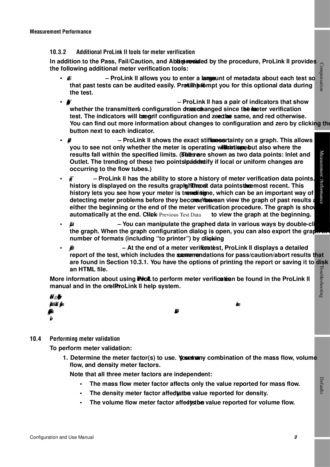 Emerson Process Management 2400S manual Additional ProLink II tools for meter verification, Performing meter validation 