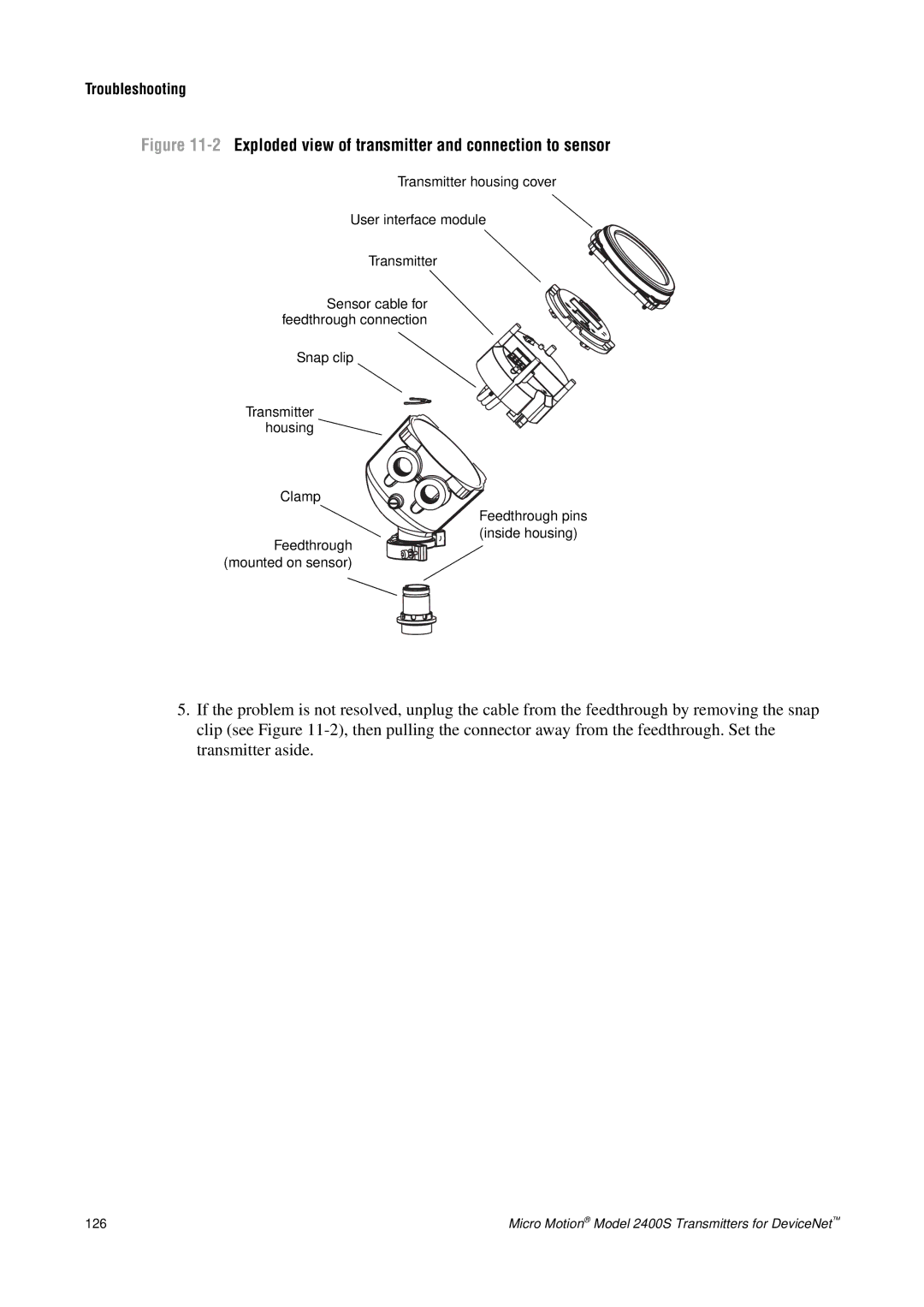 Emerson Process Management 2400S manual 2Exploded view of transmitter and connection to sensor 