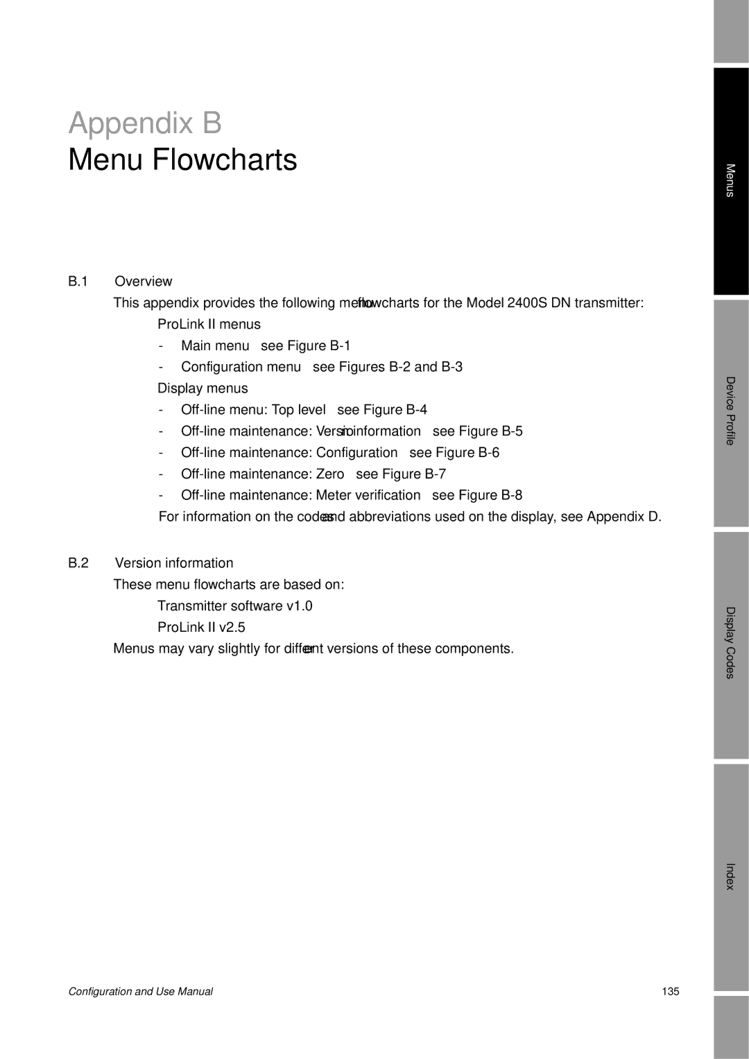 Emerson Process Management 2400S manual Menu Flowcharts, Version information 