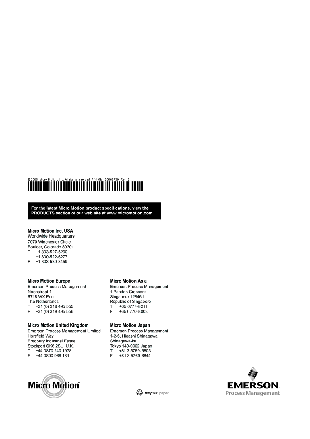 Emerson Process Management 2400S manual MMI-20007739 