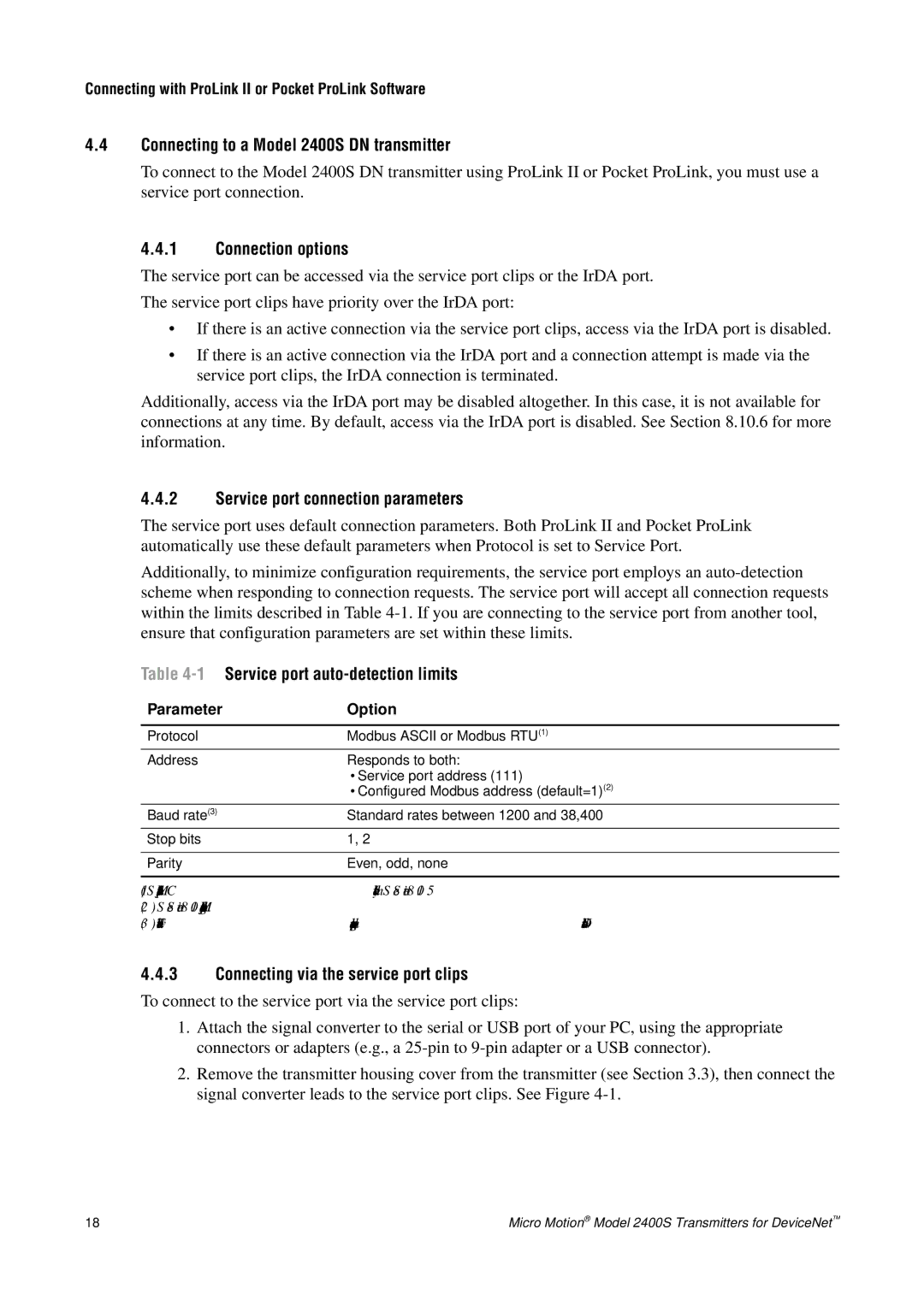 Emerson Process Management manual Connecting to a Model 2400S DN transmitter, Connection options 