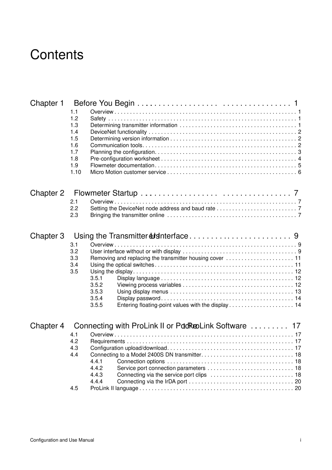 Emerson Process Management 2400S manual Contents 