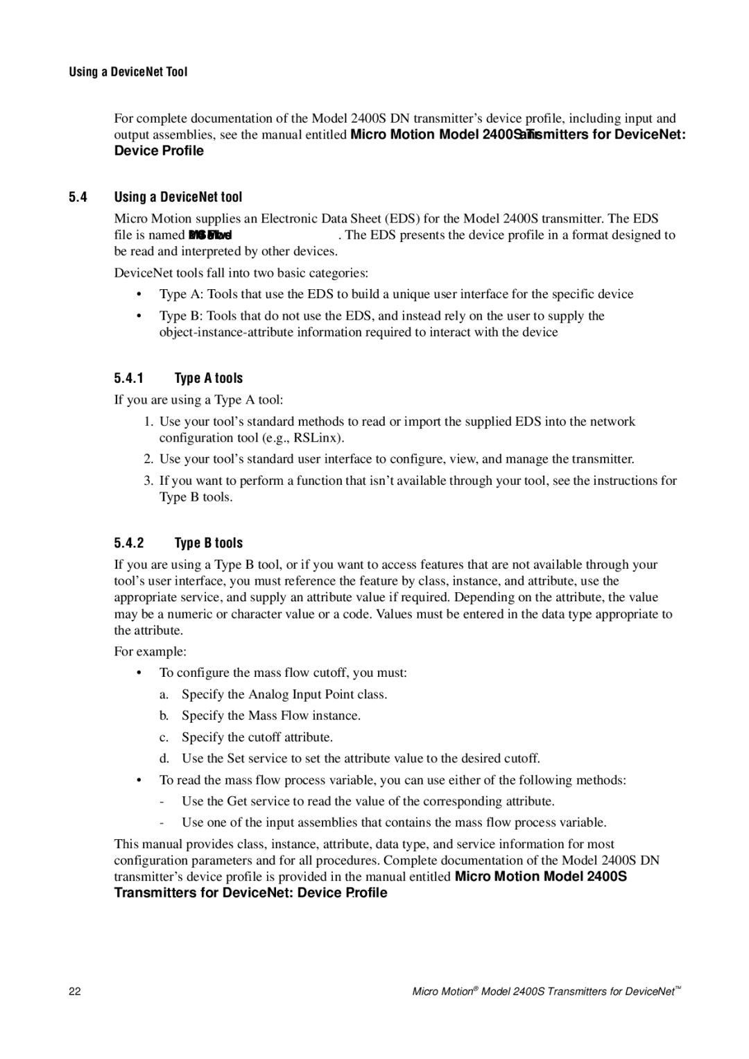 Emerson Process Management 2400S manual Using a DeviceNet tool, Type a tools, Type B tools, Using a DeviceNet Tool 