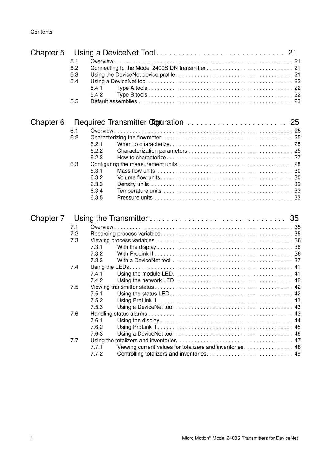 Emerson Process Management 2400S manual Using a DeviceNet Tool, Contents 