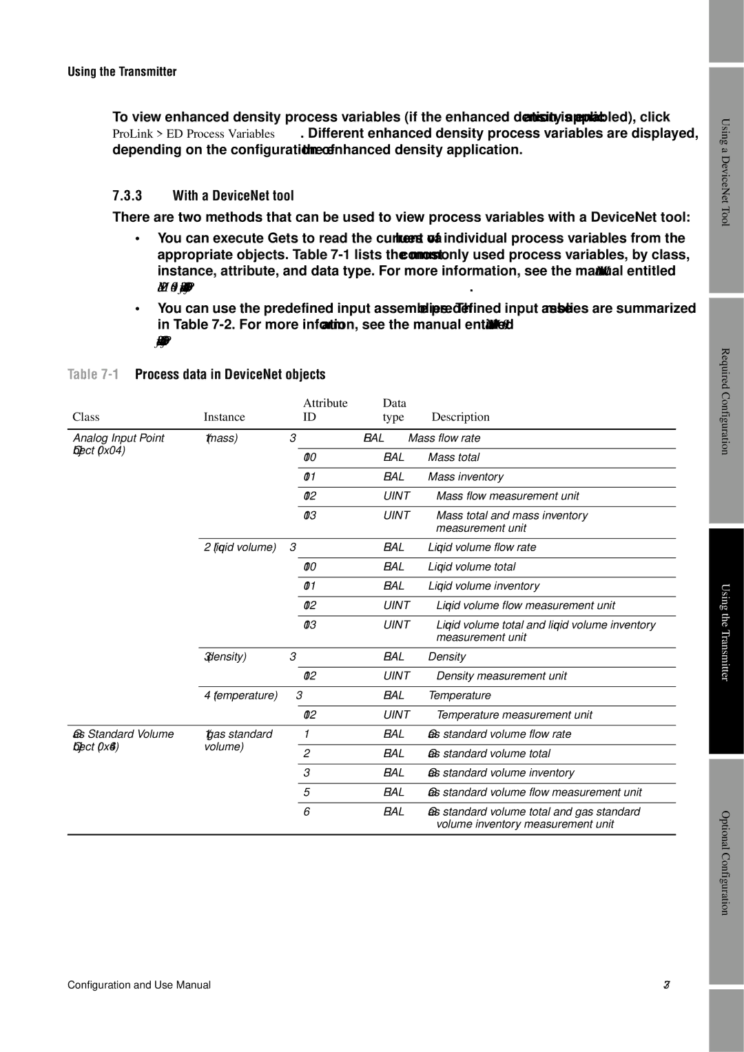 Emerson Process Management 2400S manual With a DeviceNet tool, 1Process data in DeviceNet objects 