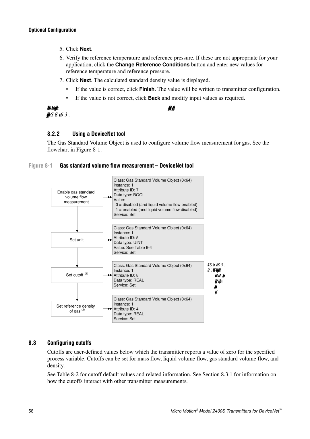 Emerson Process Management 2400S manual 1Gas standard volume flow measurement DeviceNet tool, Configuring cutoffs 