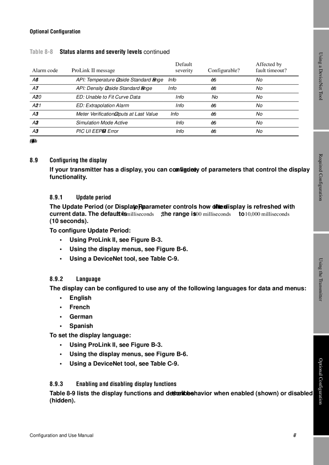 Emerson Process Management 2400S manual Configuring the display, Update period, Language 