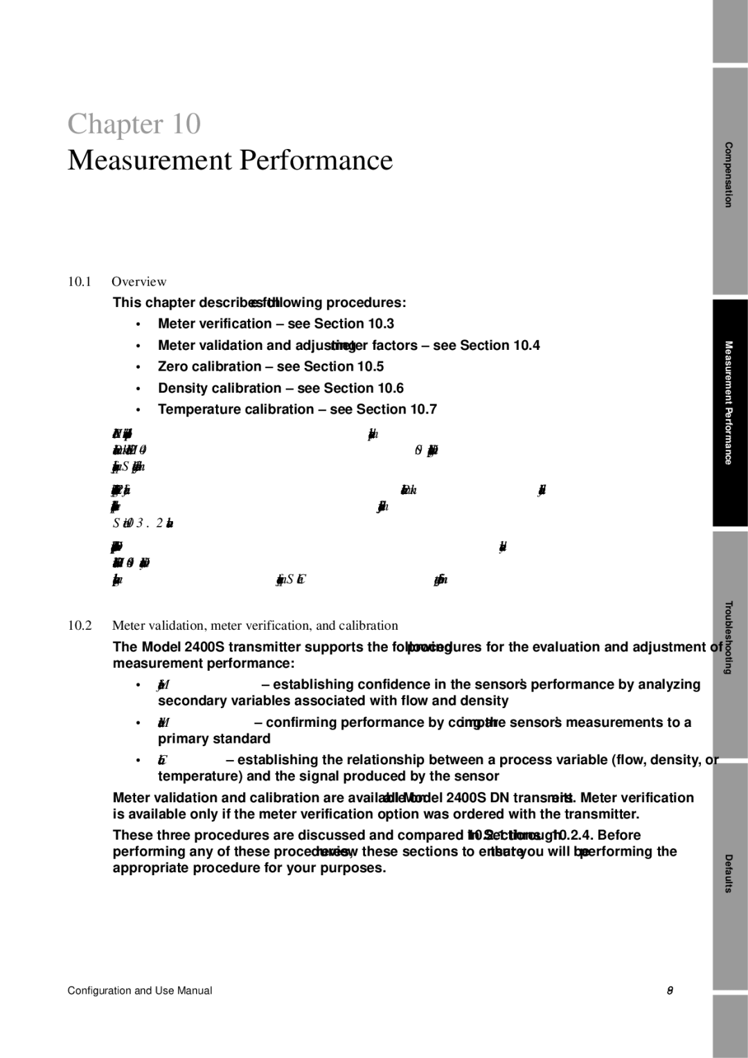 Emerson Process Management 2400S manual Measurement Performance, Meter validation, meter verification, and calibration 