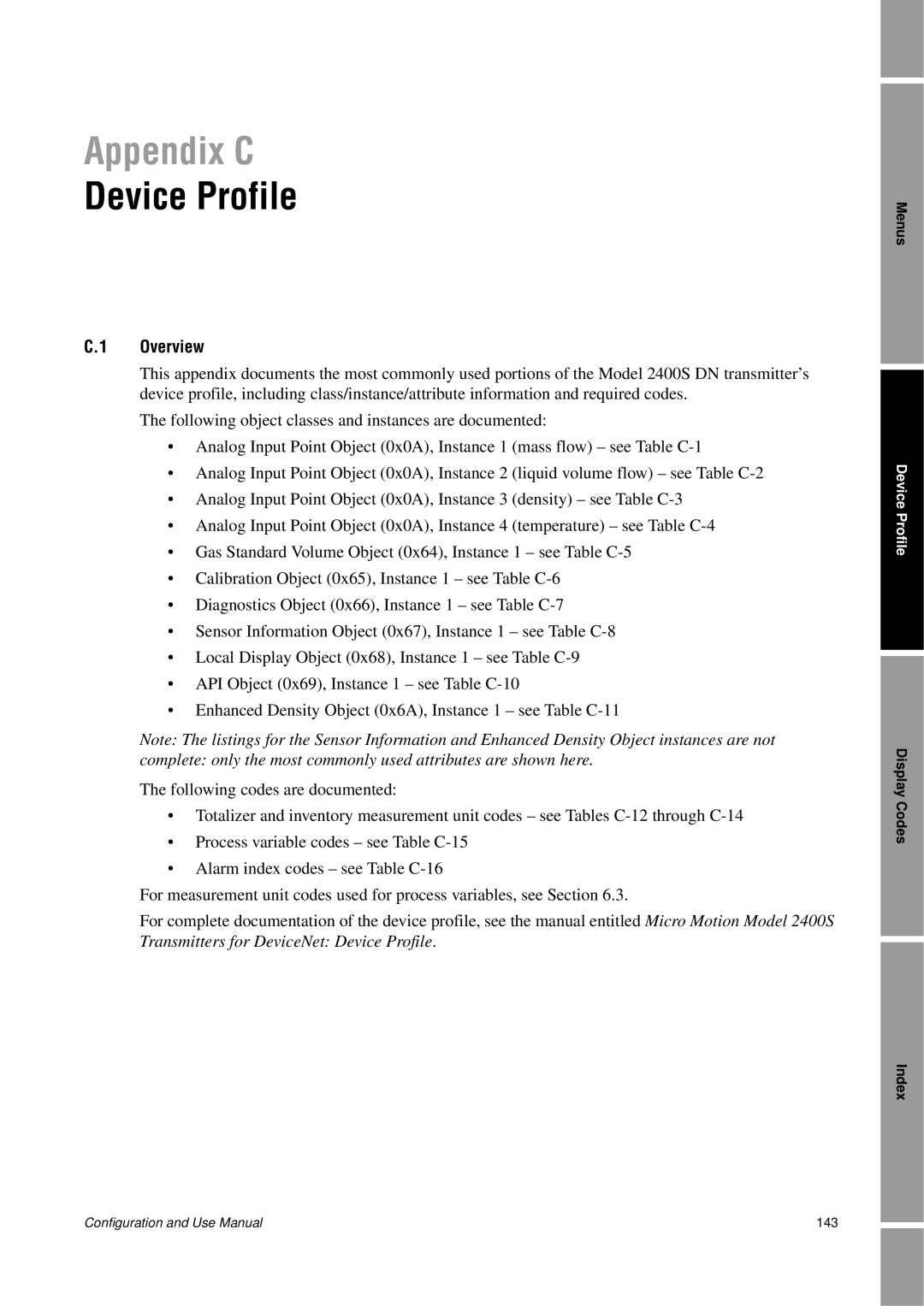 Emerson Process Management 2400S manual Appendix C, Device Profile, C.1 Overview 