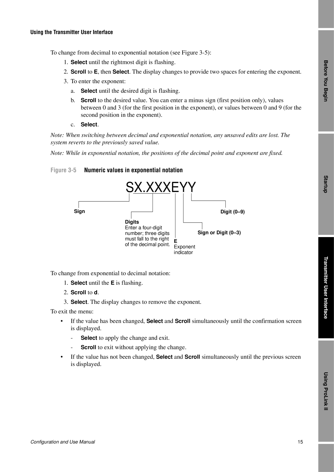 Emerson Process Management 2400S manual Sx.Xxxeyy, 5 Numeric values in exponential notation 