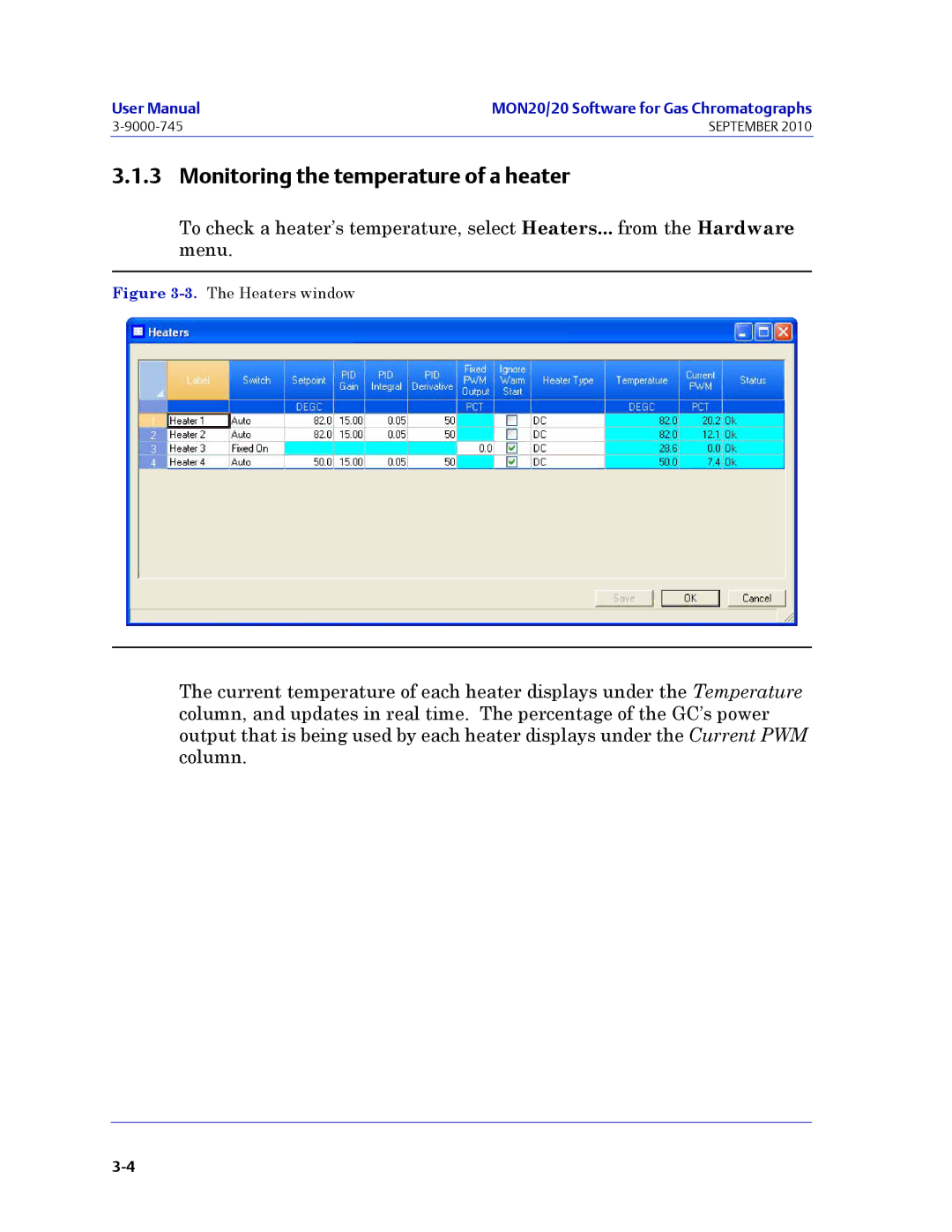 Emerson Process Management 3-9000-745 manual Monitoring the temperature of a heater 