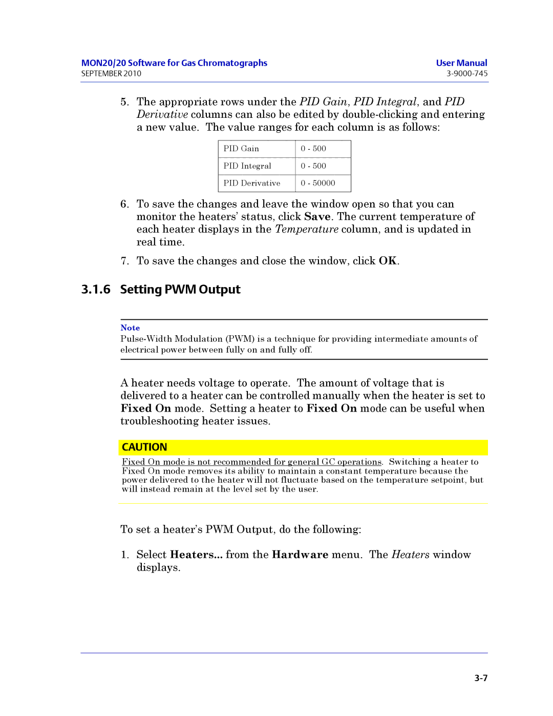 Emerson Process Management 3-9000-745 manual Setting PWM Output 