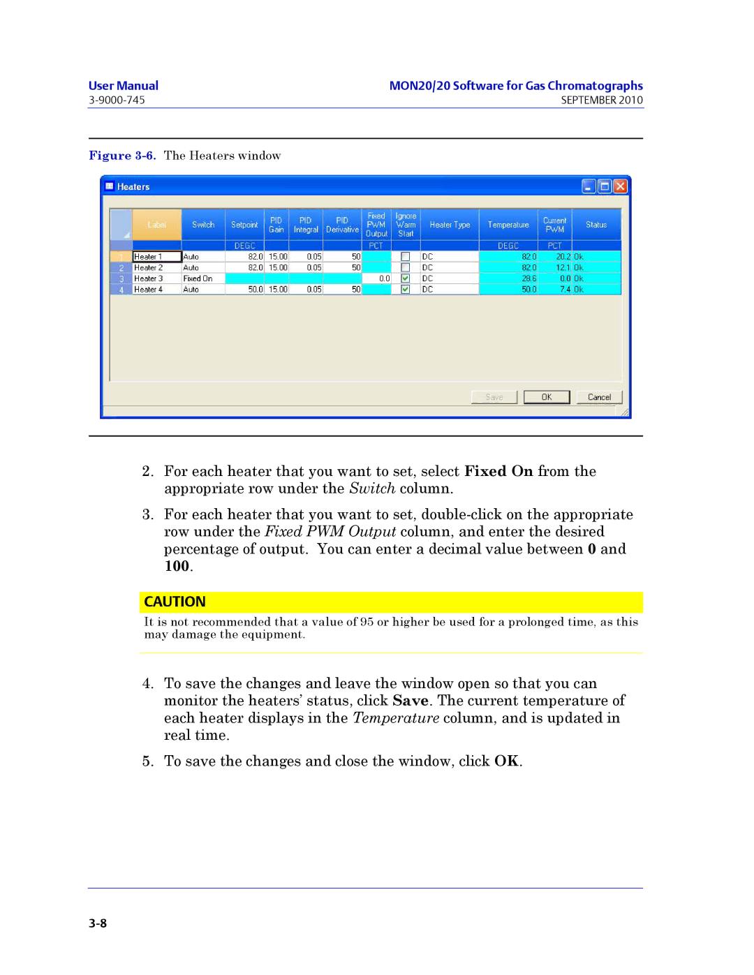 Emerson Process Management 3-9000-745 manual Heaters window 